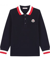 Хлопковое поло с длинными рукавами Moncler Enfant