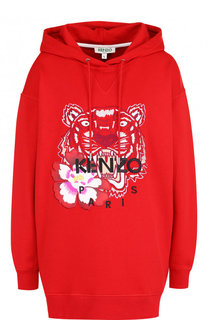 Хлопковый пуловер свободного кроя с капюшоном Kenzo