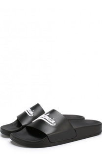 Резиновые шлепанцы Calypso с кожаной отделкой Balmain