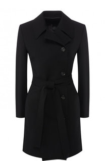 Однотонное шерстяное пальто с поясом Helmut Lang