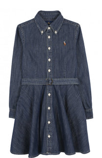 Джинсовое платье-рубашка с воротником button down и поясом Polo Ralph Lauren