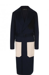 Пальто из смеси шерсти и кашемира с поясом и накладными карманами Joseph