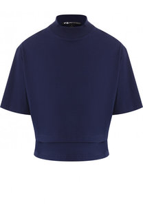 Хлопковый топ с воротником-стойкой и логотипом бренда на спине Y-3