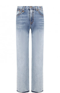 Укороченные расклешенные джинсы с потертостями R13
