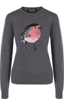 Шерстяной пуловер с круглым вырезом и декоративной отделкой Markus Lupfer