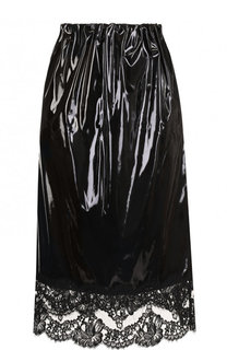 Юбка-миди с эластичным поясом и кружевной вставкой No. 21