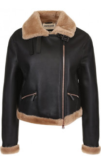 Укороченная дубленка на молнии из овчины Roberto Cavalli