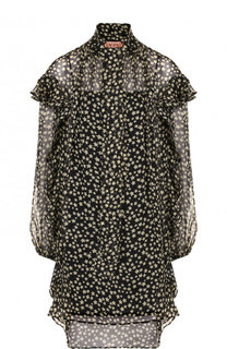 Шелковое платье с принтом и воротником аскот No. 21