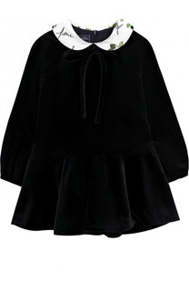 Вельветовое мини-платье с контрастным воротником Oscar de la Renta