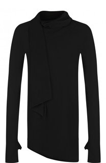 Удлиненный хлопковый лонгслив асимметричного кроя Lost&Found