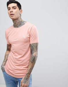 Стретчевая футболка с круглым вырезом и закругленным краем Process Black - Розовый