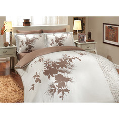 Комплект постельного белья Hobby home collection Евро, сатин, Estate, коричневый (1501000307)