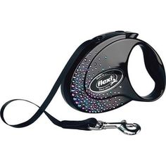 Рулетка Flexi Glam Splash Mystic М лента 5м черная с синими кристаллами для собак до 25кг