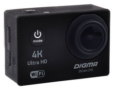 Экшн-камера DIGMA DiCam 210 4K, WiFi, черный [dc210]