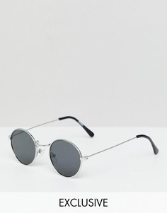 Круглые солнцезащитные очки в серебристой оправе Reclaimed Vintage inspired - Серебряный