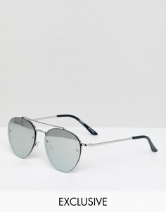 Круглые солнцезащитные очки с серебристыми зеркальными стеклами Reclaimed Vintage Inspired - Серебряный