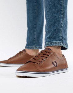 Fred Perry Kingston leather plimsolls in tan - Коричневый