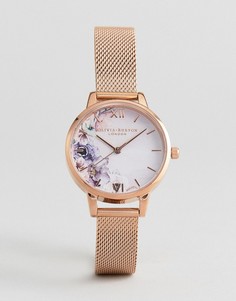 Часы цвета розового золота с цветочным узором Olivia Burton OB16PP39 - Золотой