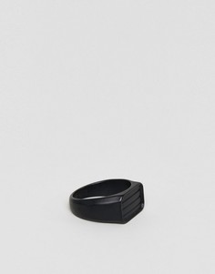 Черное кольцо-печатка Icon Brand - Черный