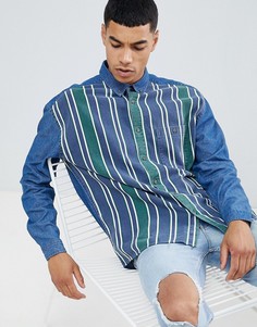 Джинсовая oversize-рубашка с полосками ASOS DESIGN - Синий