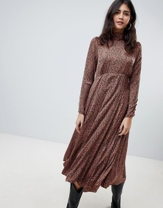 Платье миди со звериным принтом Free People Loveless - Коричневый