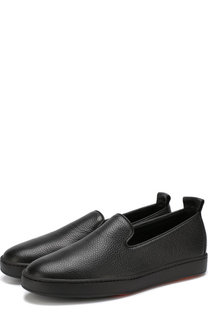 Однотонные кожаные слипоны Santoni