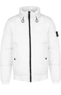 Утепленный бомбер на молнии с капюшоном Stone Island