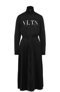 Платье-миди с воротником-стойкой и логотипом бренда Valentino