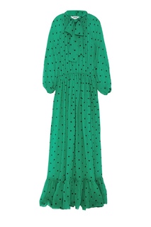 Зеленое шелковое платье в горошек Msgm