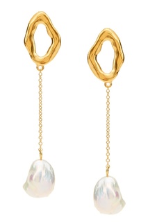 Золотистые серьги-подвески с перламутром Sonia Copine Jewelry
