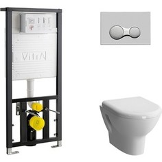 Комплект Vitra Zentrum Rim-Ex унитаз, инсталляция, сиденье микролифт, клавиша хром (5795B003-0075, 801-003-009, 742-5800-01, 740-0480)
