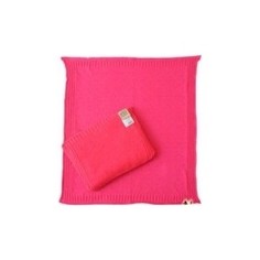 Комплект EKO вязанный косички подушка плед розовый (KW-03)