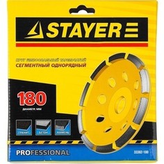 Чашка алмазная шлифовальная Stayer Professional однорядная, высота 22,2 мм 180 мм (33382-180)