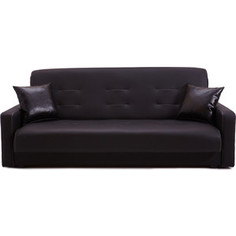 Диван Экомебель Аккорд черный с белой отстрочкой