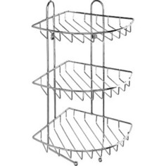 Полка Milardo трехъярусная угловая с крючками, нержавеющая сталь (110WC30M44)