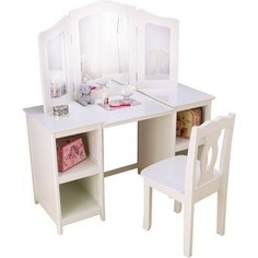 KidKraft Белый деревянный туалетный столик (трельяж) для девочек Делюкс (Deluxe Vanity & Chair) (13018_KE)