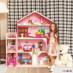 PAREMO Большой дом для Барби Мечта (28 предметов мебели, лифт, лестница, гараж, балкон, качели) (PD316-02)