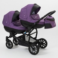 Коляска 2 в 1 Mr Sandman Duet 50% Эко кожа черный Перфорированный - фиолетовый