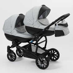 Коляска 2 в 1 Mr Sandman Duet 50% Эко кожа черный Перфорированный - серый