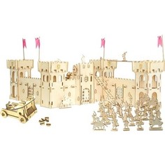 Конструктор деревянный ХэппиДом Крепость c рыцарями и катапультой (HK-KR004)