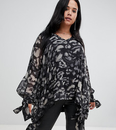 Religion Plus smock top in leopard - Черный