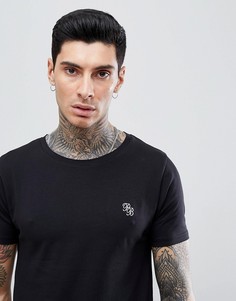 Стретчевая футболка с круглым вырезом и закругленным краем Process Black - Черный