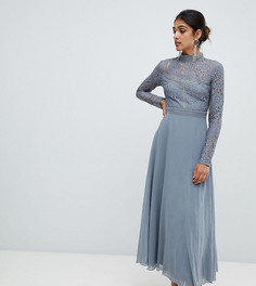 Кружевное платье миди для выпускного Little Mistress Tall - Серый