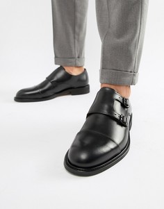 Кожаные туфли-монки с двумя ремешками Selected Homme - Черный