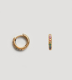 Золотистые серьги-кольца с камнями Orelia - Золотой