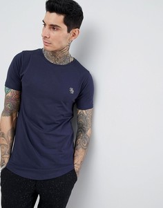 Стретчевая футболка с круглым вырезом и закругленным краем Process Black - Темно-синий