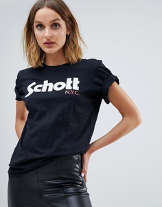 Свободная футболка с логотипом Schott - Черный