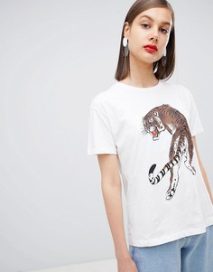 Свободная футболка с тигром Moss Copenhagen - Белый