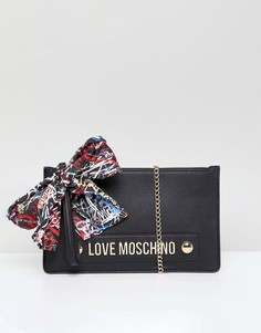 Клатч с заклепками и ремешком-цепочкой Love Moschino - Черный