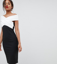 Монохромное платье миди с перекрестной отделкой спереди City Goddess Tall - Мульти